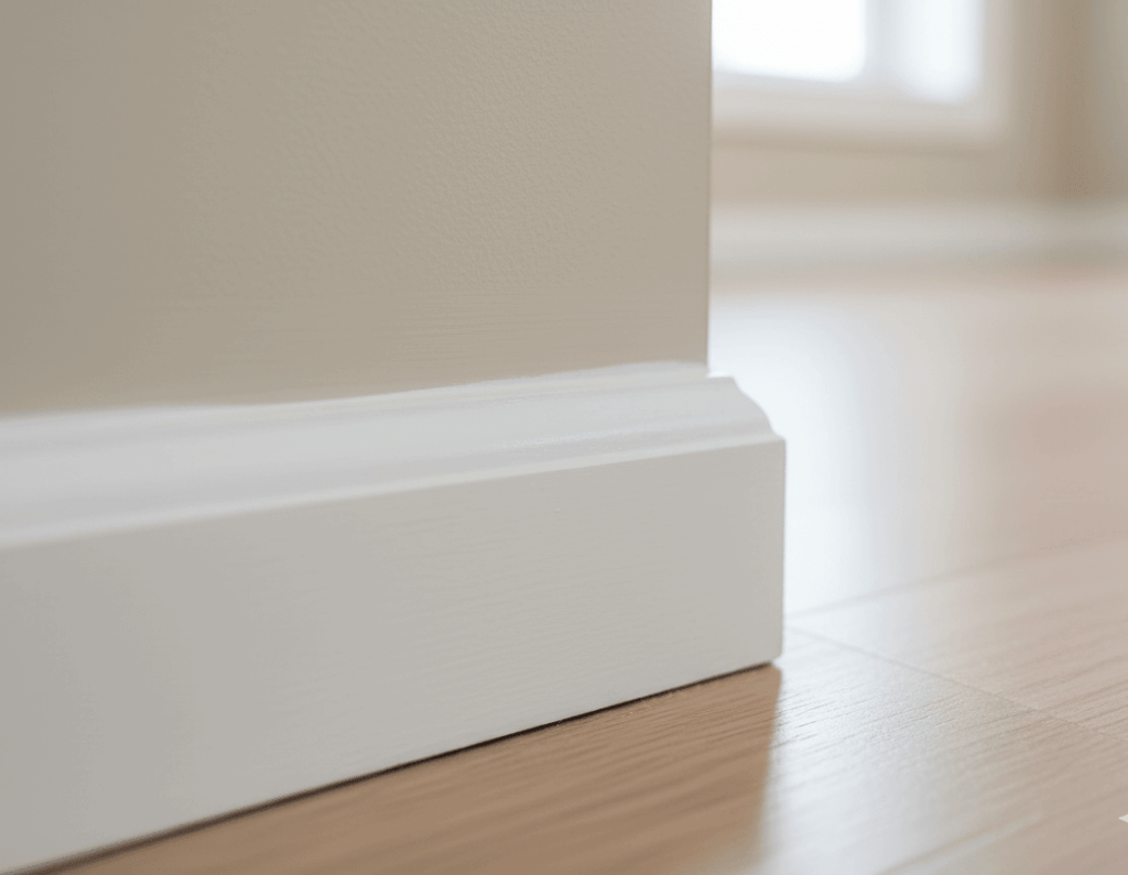 Baseboard and trim painting with crisp clean lines - Elite Touch Kenner